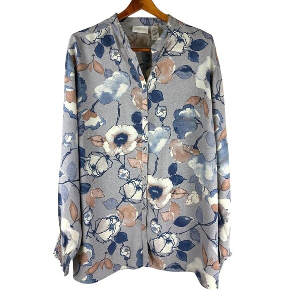 Boho Retro Cottage Career Liz Claiborne Woman Rayon Tunic Blouse, Women's 18W - Picture 1 of 9